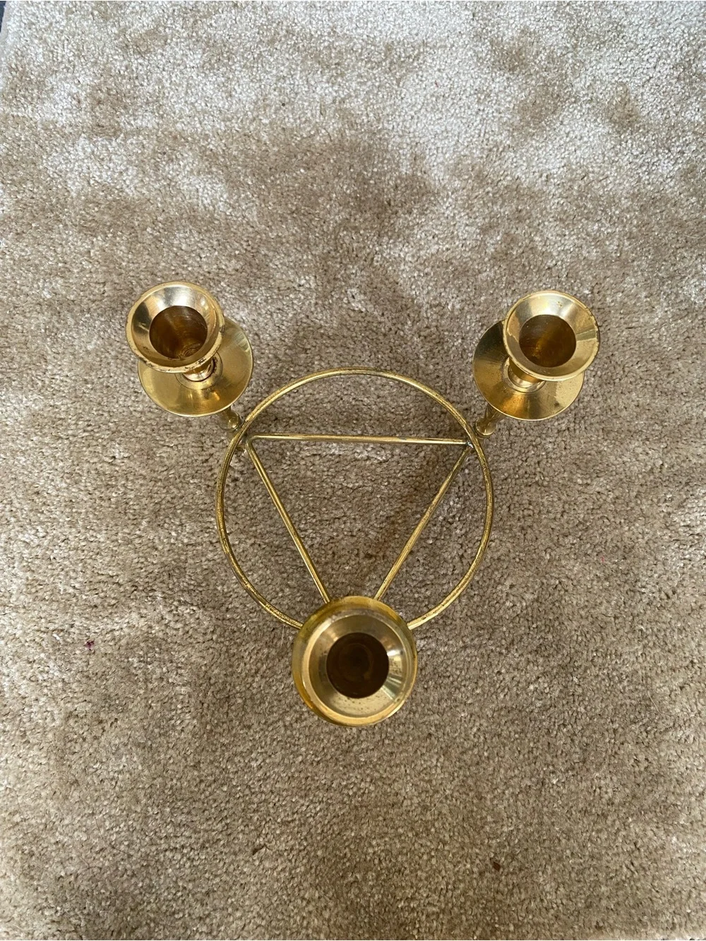 vintage mid-century brass 3-light candle holder